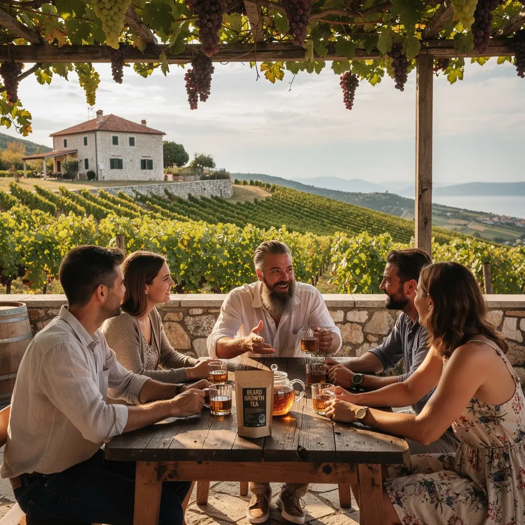 Ljubazna osoba koja uživa u čaju za rast brade.
