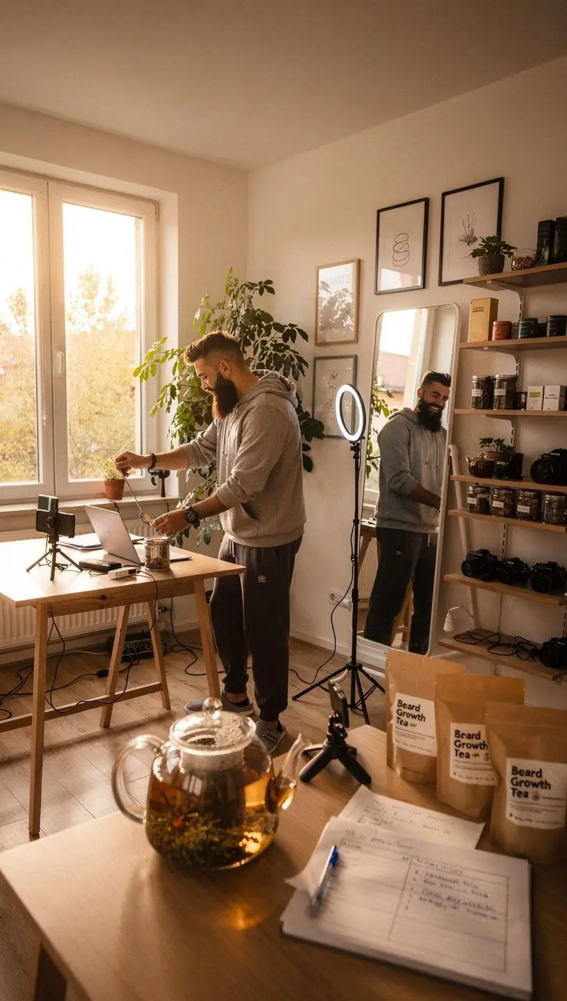 Prikaz sastojaka čaja, uključujući biotin i silicij.