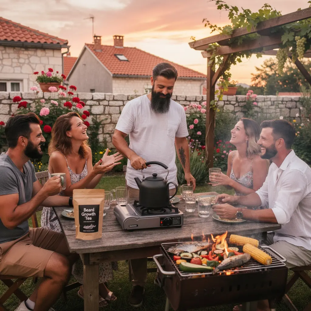 Blizu prikaz čaja s listovima koji simboliziraju zdravlje kose.