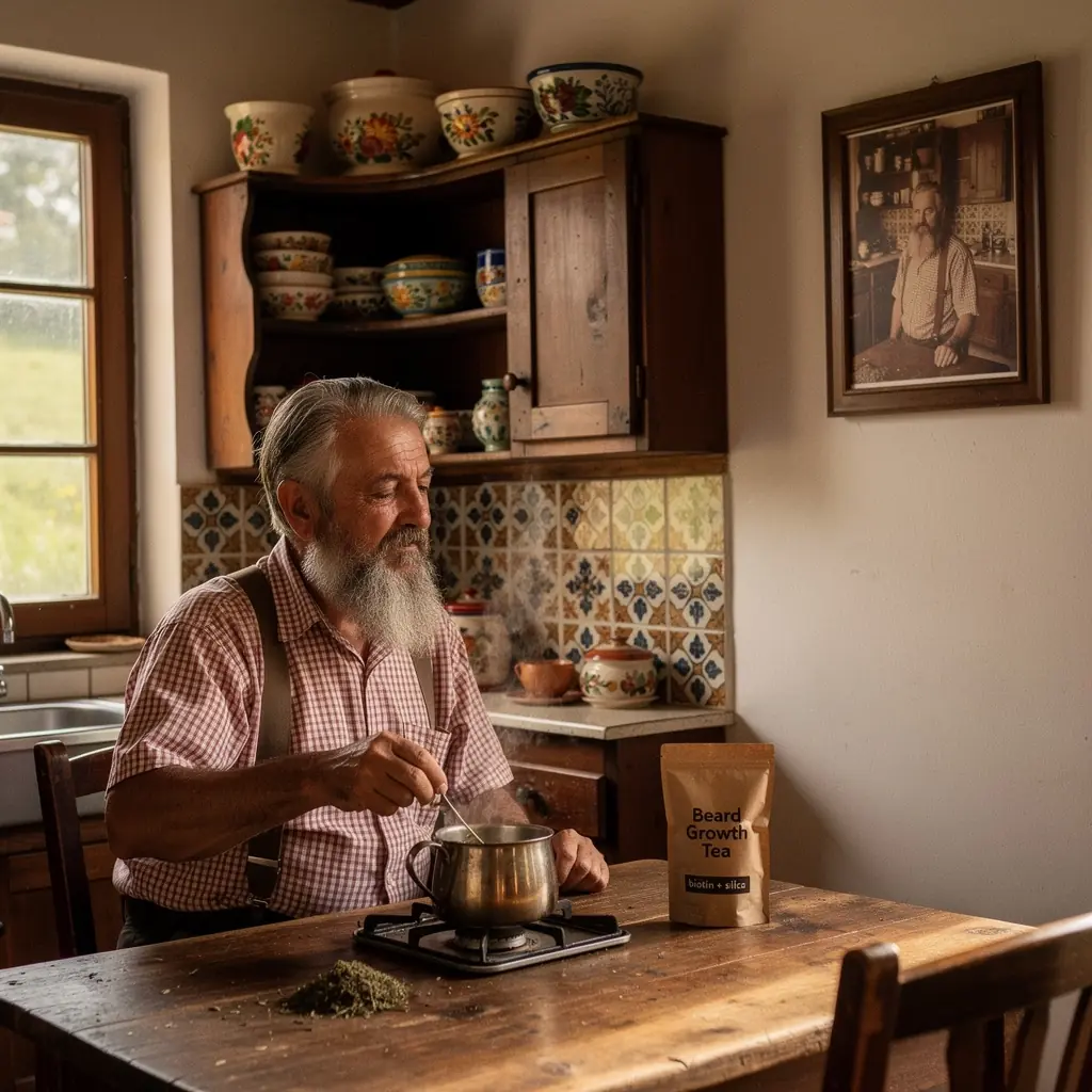 Sastojci čaja, uključujući biotin i silicij, prikazani na radnoj površini