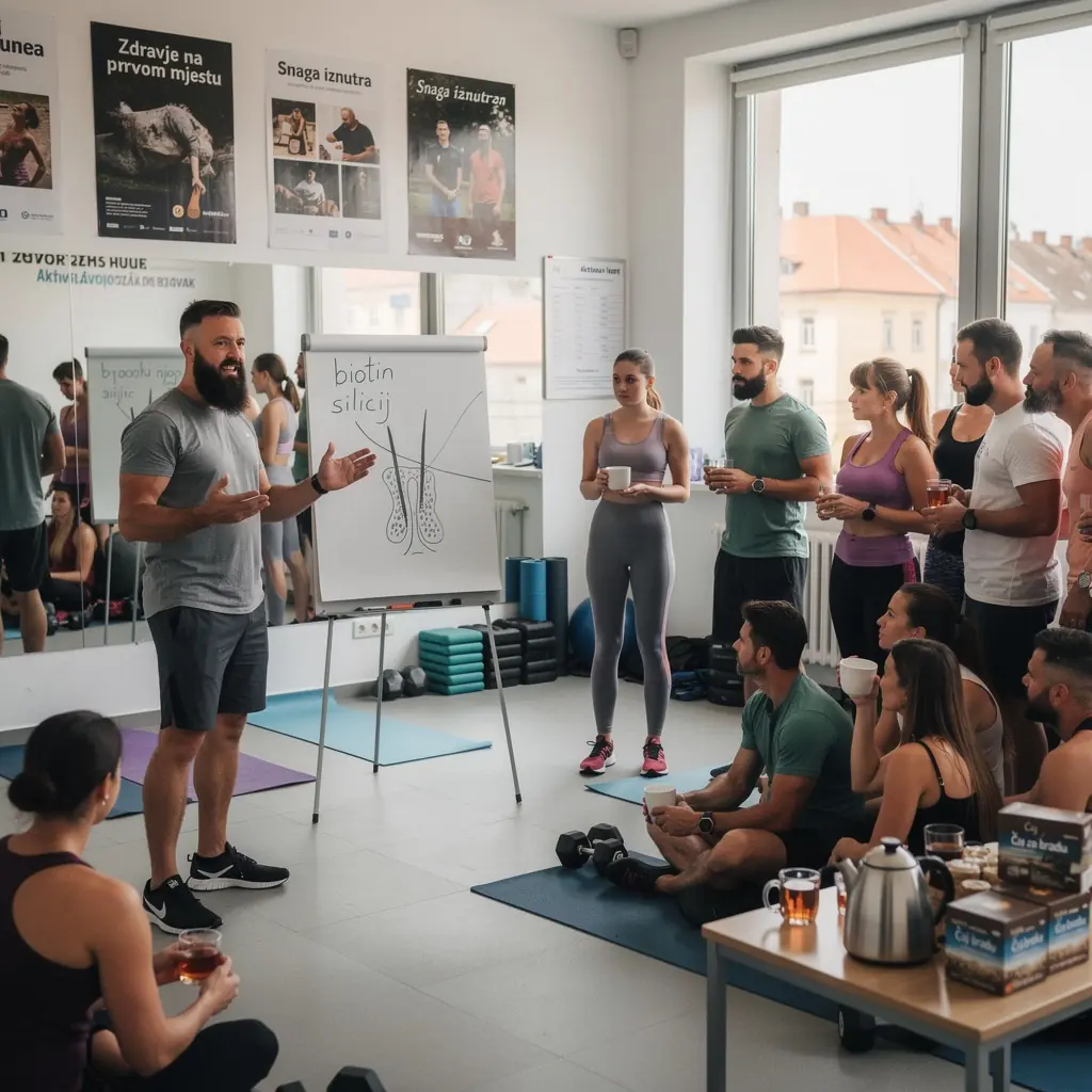 Čaj za rast brade u šalici s prirodnim sastojcima.